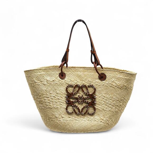 LOEWE Anagram Woven Raffia Basket Tote Bag - Picture 1 of 8